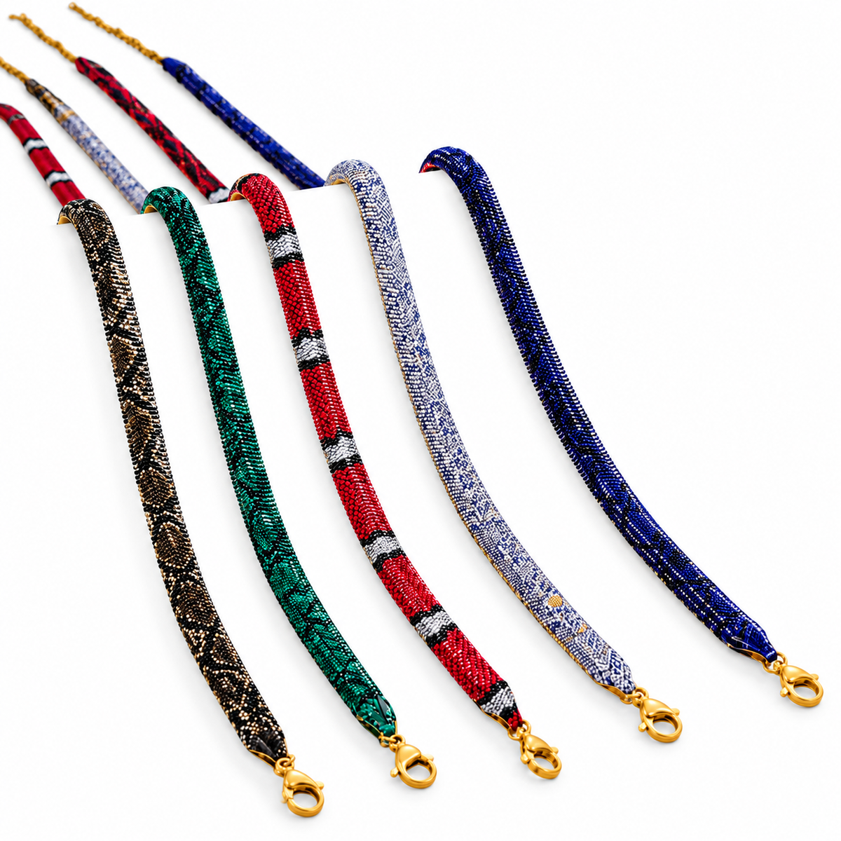 Serpentine Necklace for Women – Colorful Beaded Snake Chain Necklace with Gold-Tone Clasp