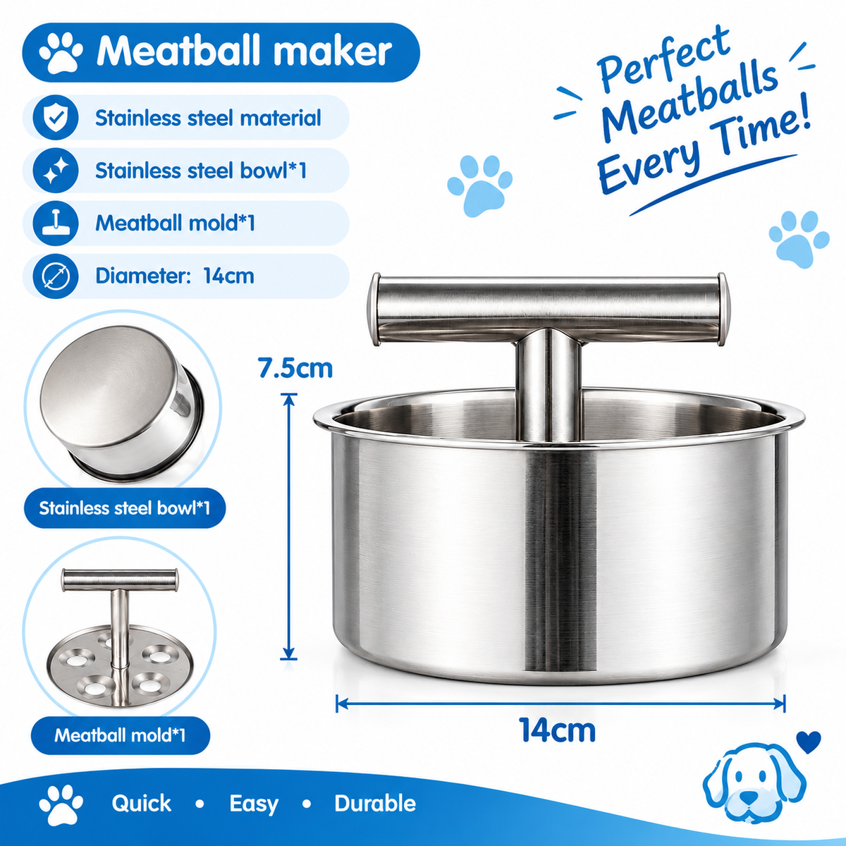 Stainless Steel Meatball Maker Mold – Easy Homemade Meatball Making Tool