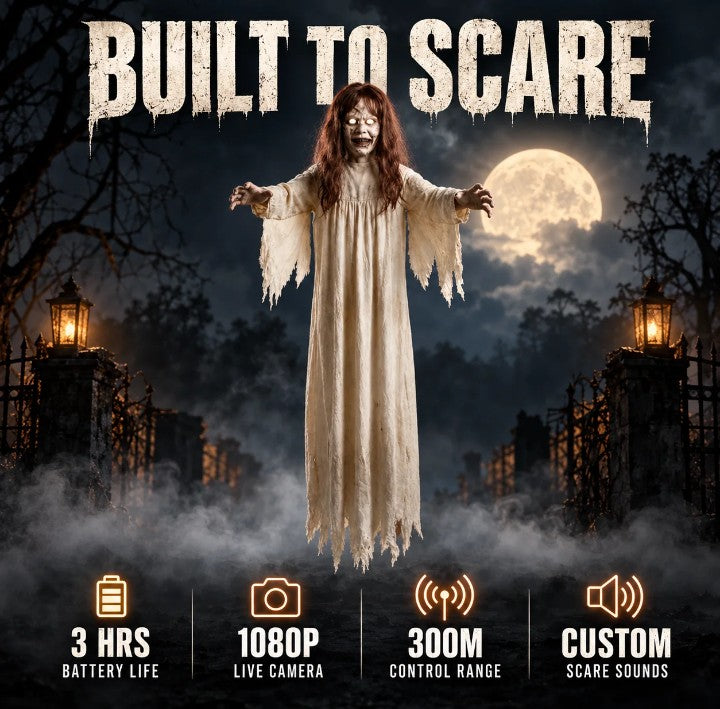 Flying Scare Ghost Drone with Remote Control – Halloween Prank Toy with Spooky Sound Effects